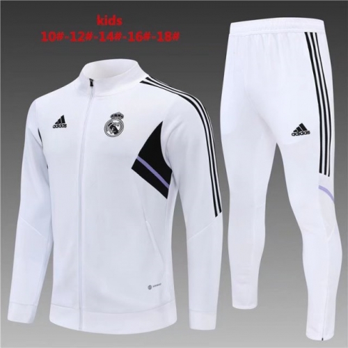 2022/23 Real Madrid White Youth/Kids Thailand Soccer Jacket Uniform-801