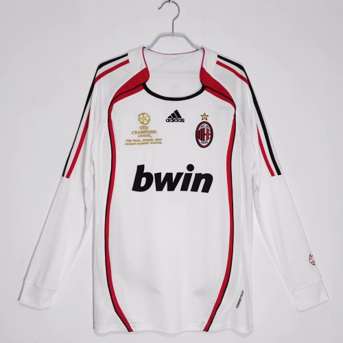 2006-07 Retro version AC Milan Away White  LS Thailand Soccer Jetsey AAA-710/313/503/811