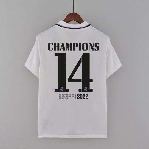 With Patch on middile 2022-23 Real Madrid Home White #14 (CHAMPIONS) Thailand Soccer Jersey AAA-416