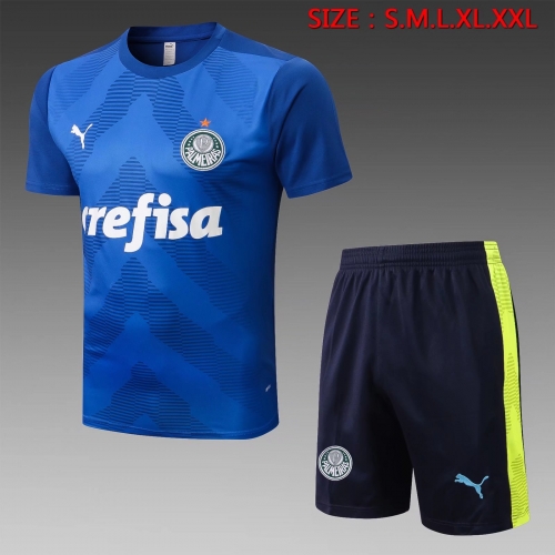 2022/23 SE Palmeiras Blue Shorts-Sleeve Thailand Soccer Tracksuit Uniform-815