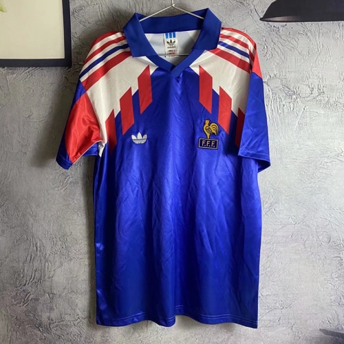 88-90 Retro Version France Home Blue Thailand Soccer Jersey AAA-313