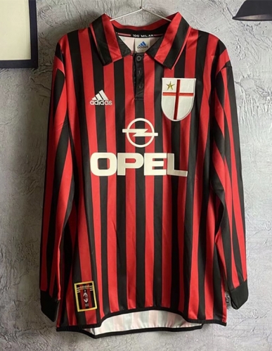 99-00 Retro Version AC Milan Home Red & Black LS Thailand Soccer Jersey AAA-313/2041