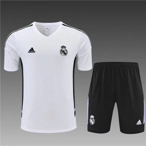 2022/23 Real Madrid White Shorts-Sleeve Thailand Tracksuit Uniform-801