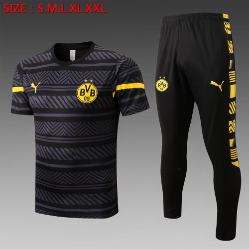 2022/23 Borussia Dortmund Black Shorts-Sleeve Thailand Tracksuit Uniform-815