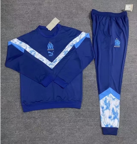 2022/23 Olympique de Marseille Dark Blue Kids/Youth Soccer Tracksuit Uniform-801