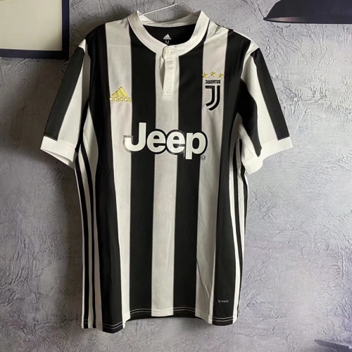 17-18 Retro Version Juventus Home Black & White Thailand Soccer Jersey AAA-313