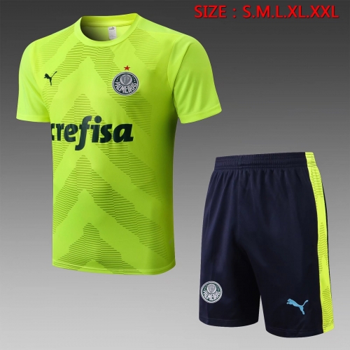 2022/23 SE Palmeiras Fluorescent green Shorts-Sleeve Thailand Soccer Tracksuit Uniform-815