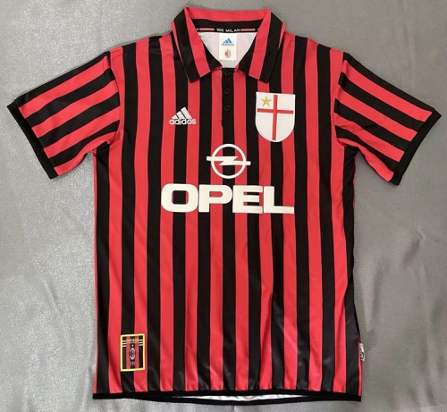 99-00 Retro Version AC Milan Home Red & Black Thailand Soccer Jersey AAA-313/811