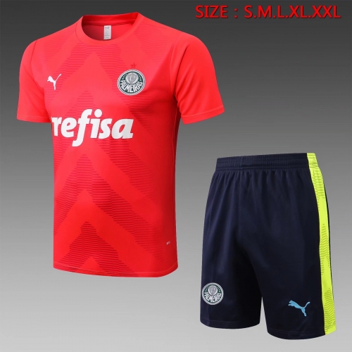 2022/23 SE Palmeiras Red Shorts-Sleeve Thailand Soccer Tracksuit Uniform-815