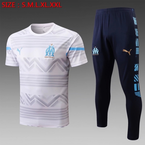 2022/23 Olympique Marseille White Short-Sleeve Thailand Soccer Tracksuit Uniform-815