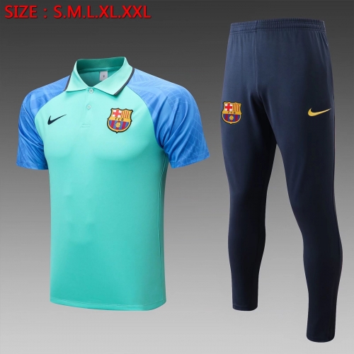 2022/23 Barcelona Light Green Polo Uniform-815