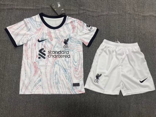 2022-23 Liverpool White Youth/Kids Soccer Uniform-KS