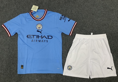 2022/23 Manchester City Home Blue Soccer Uniform-315