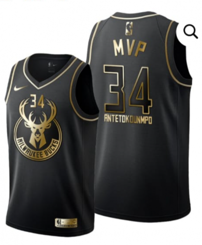 NBA Milwaukee Bucks Black #34 Jersey