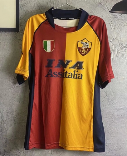 00-01 Retro Version AS Roma Red & Yellow Thailand Soccer Jersey AAA-811