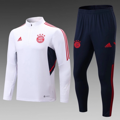 2022/23 Bayern München White Thailand Soccer Tracksuit Uniform-411