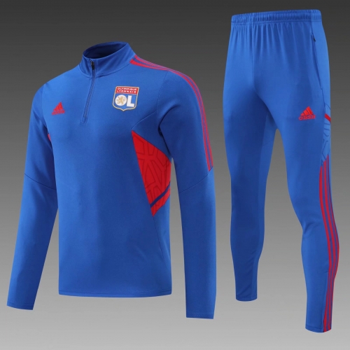 2022-23 Olympique Lyonnais Cai Blue Thailand Soccer Tracksuit Uniform-PO