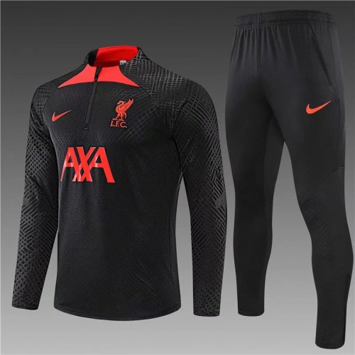 Player Version 2022-23 Liverpool Black Thailand Soccer Tracksuit Uniform-801
