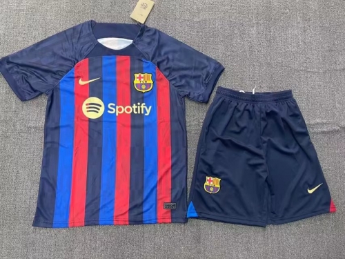 2022-23 Barcelona Home Blue & Red Soccer Uniform-315