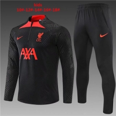 Player Version 2022/23 Liverpool Black Kids/Youth Soccer Tracksuit Uniform-801