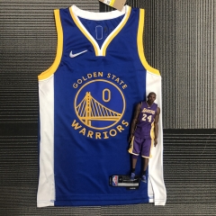 75th Commemorative Edition Golden State Warriors Blue V collar #0 NBA Jersey-311