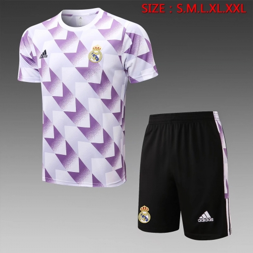 2022-23 Real Madrid Light Pink Shorts-Sleeve Thailand Tracksuit Uniform-815