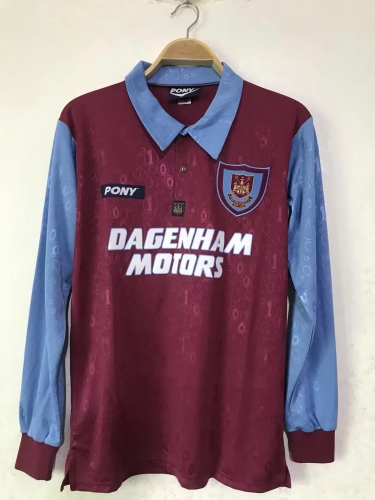 95-97 Retro Version West Ham United Home Red LS Thailand Soccer Jersey AAA-2011