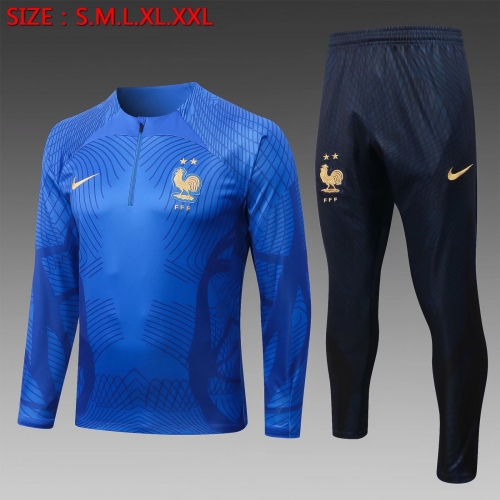 2022-23 Inkjet France CaiBlue Thailand Soccer Tracksuit Uniform-815