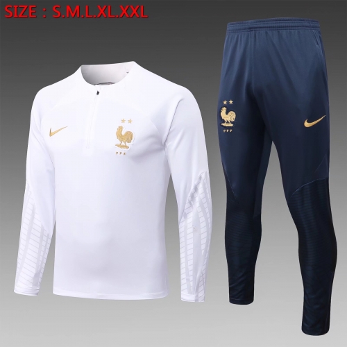 2022-23 France White Thailand Soccer Tracksuit Uniform-815/GDP