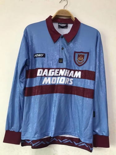 95-97 Retro Version West Ham United Away Blue LS Thailand Soccer Jersey AAA-2011