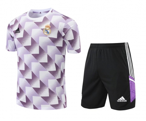 2022/23 Real Madrid White & Purple Thailand Soccer Training Uniform-418