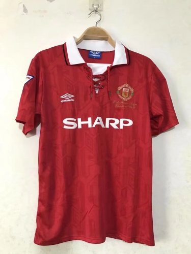 With Patch 92-93 Retro Version Manchester United Home Red Thailand Soccer Jersey AAA-2011