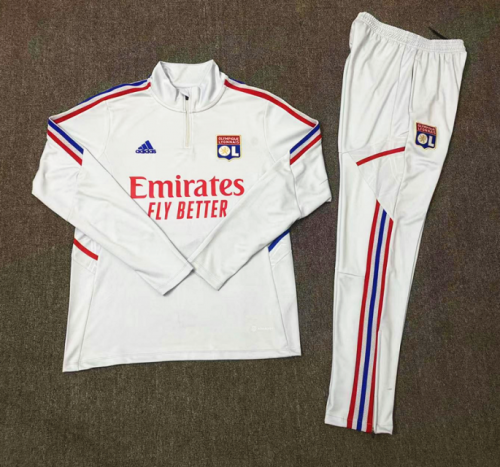 2022-23 Olympique Lyonnais White Thailand Soccer Tracksuit Uniform-801