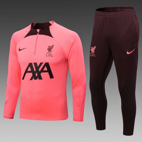 2022-23 Liverpool Pink Thailand Soccer Tracksuit Uniform-411