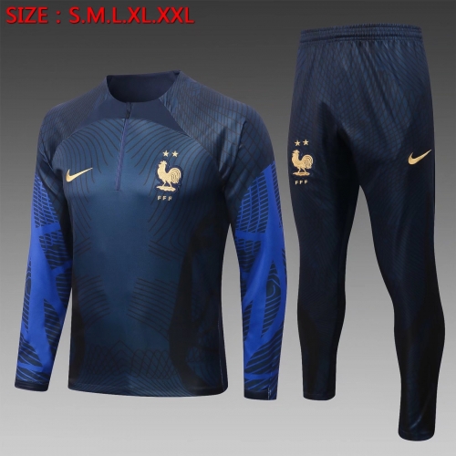 2022-23 Inkjet France Blue & Purple Thailand Soccer Tracksuit Uniform-815/GDP