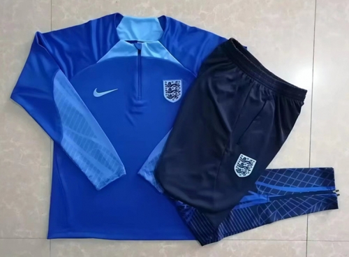 2022/23 England Blue Thailand Soccer Tracksuit Uniform-815