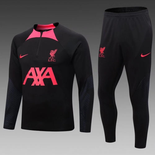 2022-23 Liverpool Black Thailand Soccer Tracksuit Uniform-411