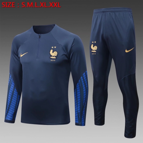 2022-23 France Blue & Purple Thailand Soccer Tracksuit Uniform-815/GDP