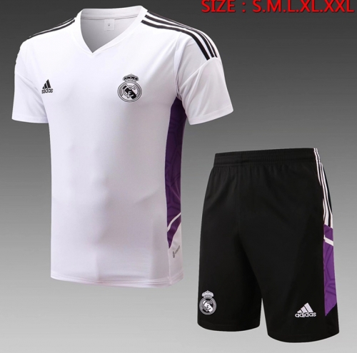 2022-23 Real Madrid White Shorts-Sleeve Thailand Tracksuit Uniform-815