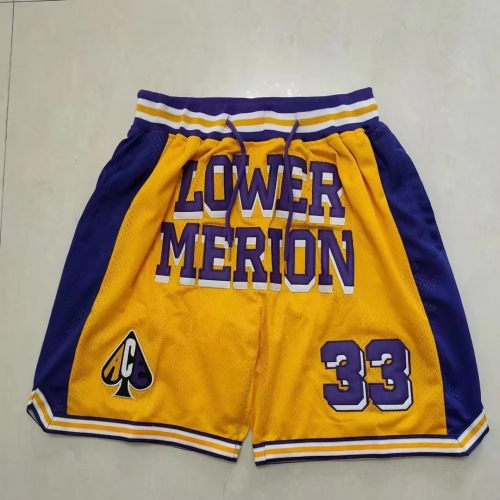 Los Angeles Lakers Yellow NBA Shorts-805
