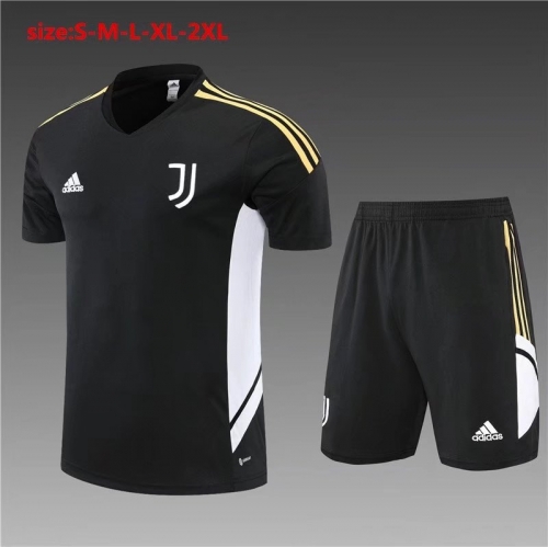 2022/23 Juventus FC Black Shorts-Sleeve Thailand Soccer Tracksuit Uniform-801