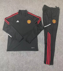 2022/23 Manchester United Black Thailand Soccer Tracksuit Uniform-801