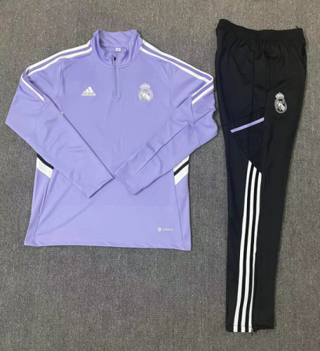 2022/23 Real Madrid Purple Kids/Youth Soccer Tracksuit Uniform-801