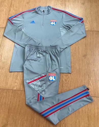 2022-23 Olympique Lyonnais Gray Thailand Soccer Tracksuit Uniform-411