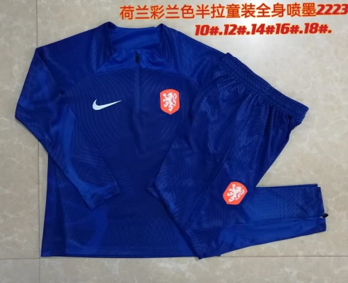 2022/23 Netherlands Blue Kids/Youth Soccer Tracksuit-815