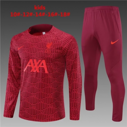 2022/23 Liverpool Red Round Collar Kids/Youth Soccer Tracksuit Uniform-801