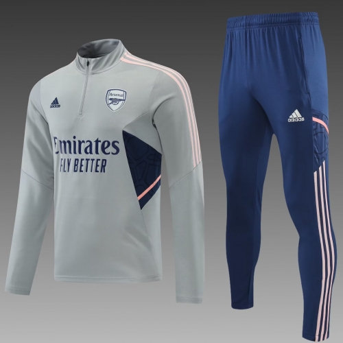 2022-23 Arsenal Gray Soccer Tracksuit Uniform-PO