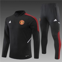 2022/23 Manchester United Black Thailand Soccer Tracksuit Uniform-801