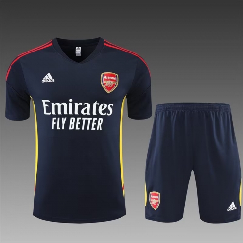 2022-23 Arsenal Blue Shorts-Sleeve Soccer Tracksuit Uniform-801