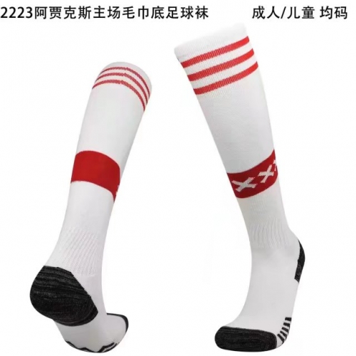 Adult & Kids 2022/23 Ajax Home WhiteThailand Soccer Socks